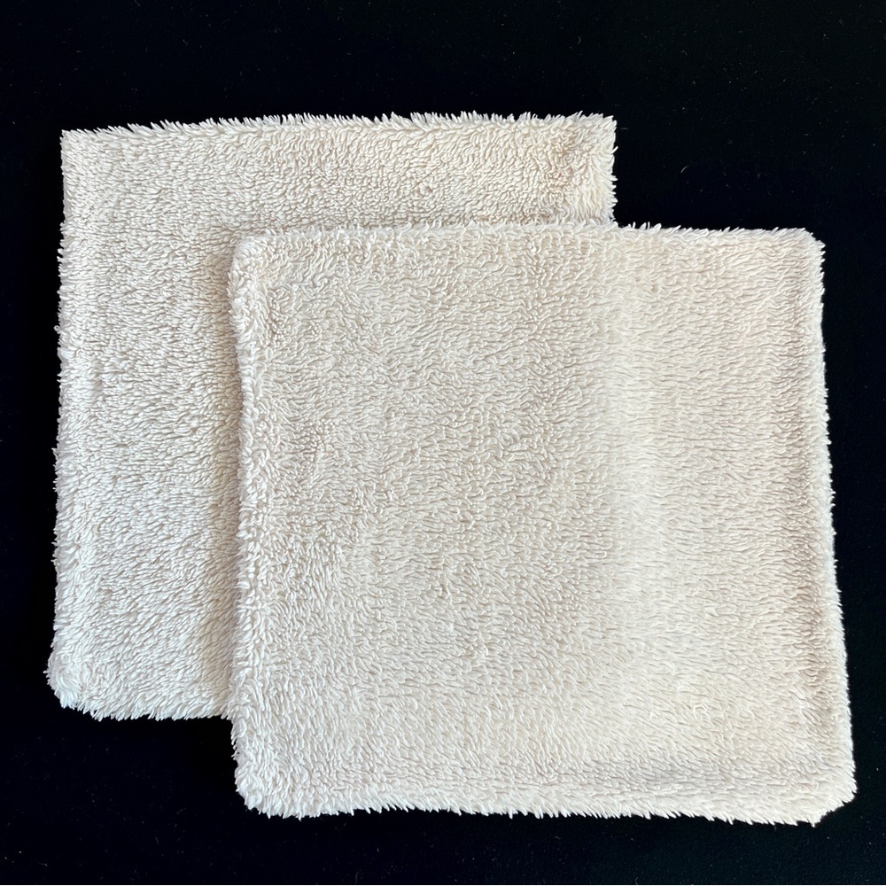 x2 Vintage Pottery Barn Faux Sherpa Pillow Covers 24” Square Ivory Cream Soft